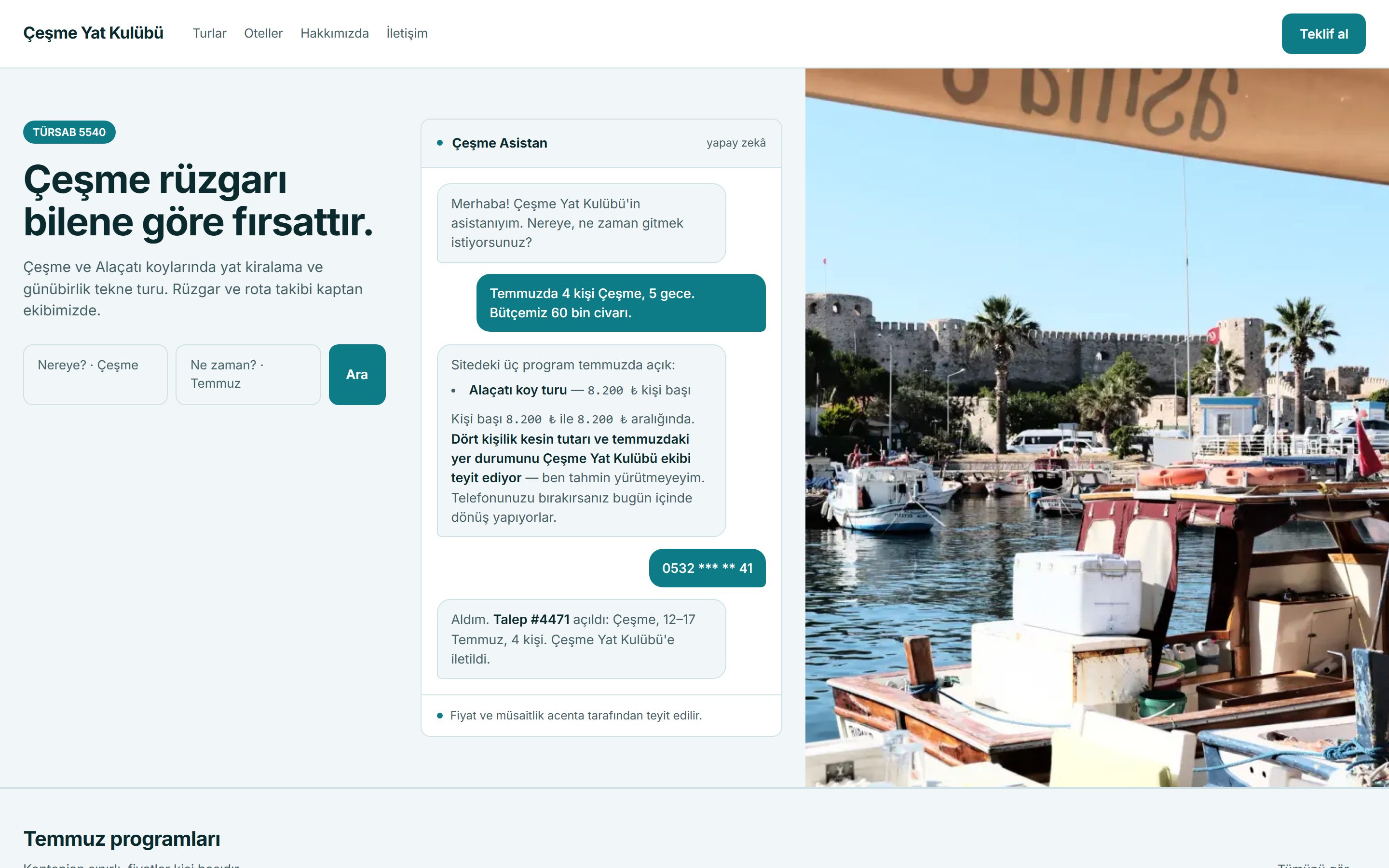 Çeşme Yat Kulübü sitesi — Marina yönü